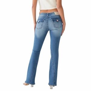 True Religion Joey Mid Rise Flap‎ Flare Jeans Light Sparklin Pear Wash 29 New